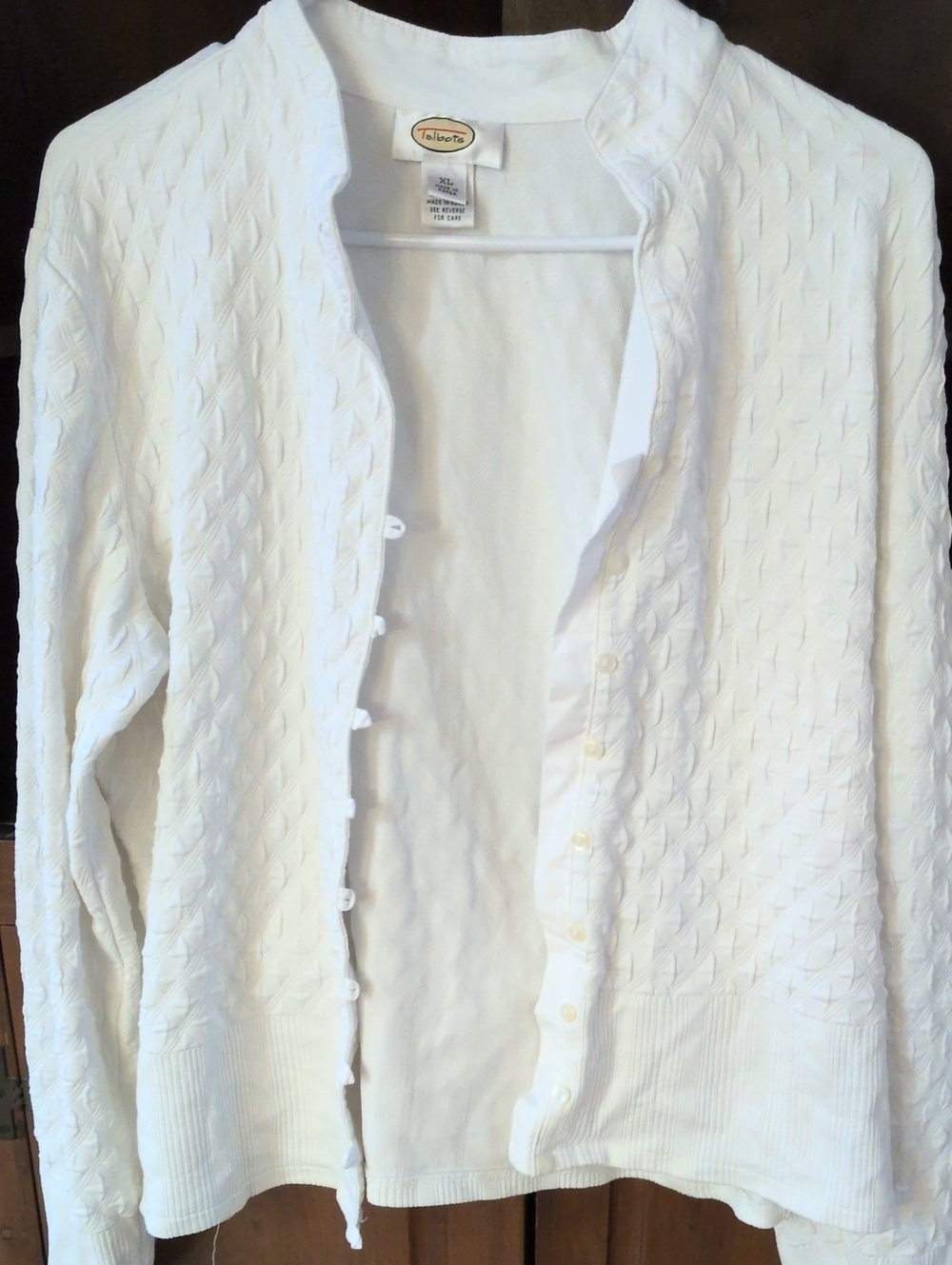 Talbots White Textured Button-Up Cardigan - Size XL